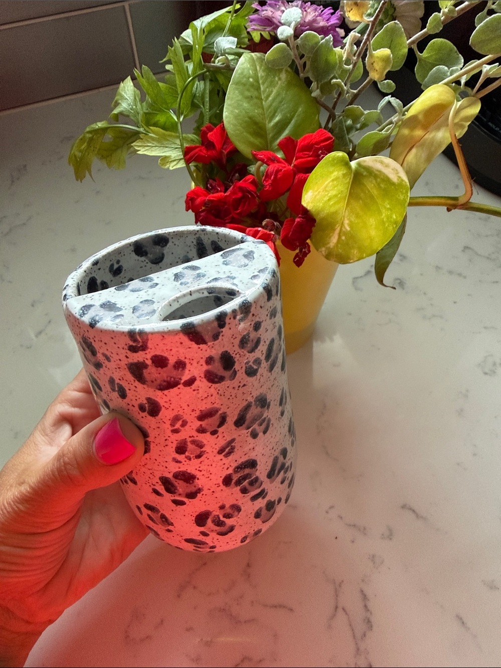 Ceramic Gray Black White Leopard Sipper Cup On The Go Travel Mug 10oz